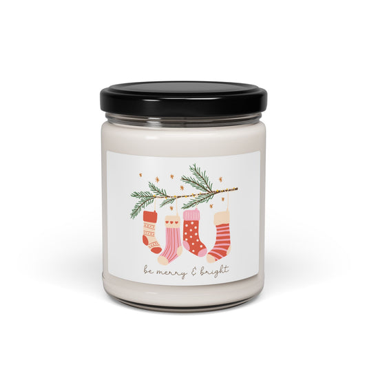 Christmas Stockings Soy Candle — 9oz Scented Holiday Candle (Be Merry & Bright)
