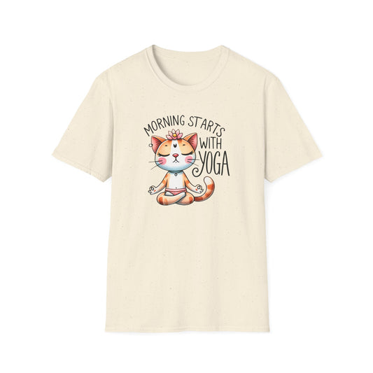 Yoga Cat T-Shirt “Morning Starts With Yoga”