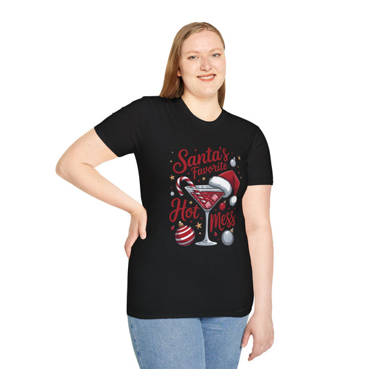 Santa's Favorite Hot Mess T-Shirt — Funny Christmas Cocktail Tee