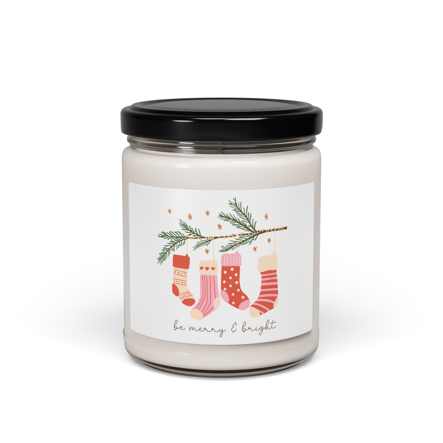 Christmas Stockings Soy Candle — 9oz Scented Holiday Candle (Be Merry & Bright)