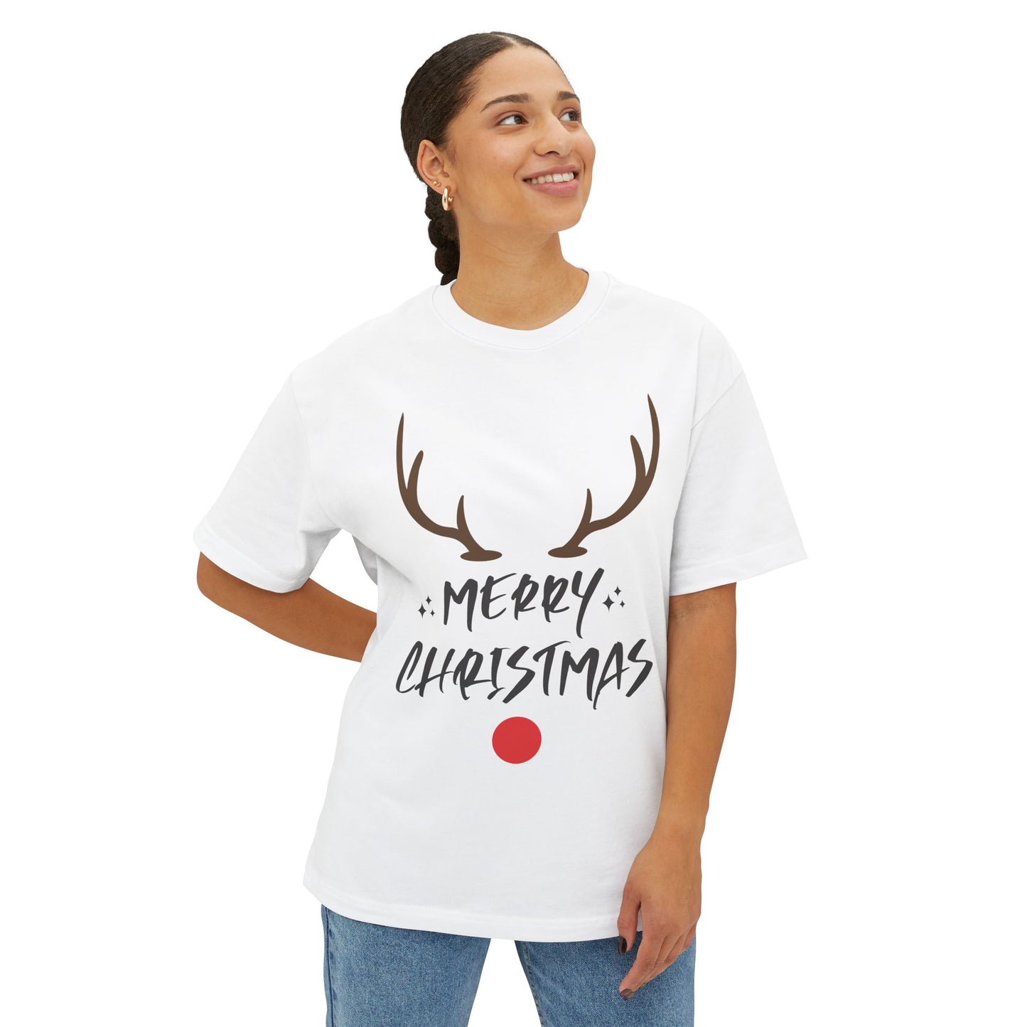 Christmas Reindeer Tee - "Merry Christmas" Holiday Graphic Shirt