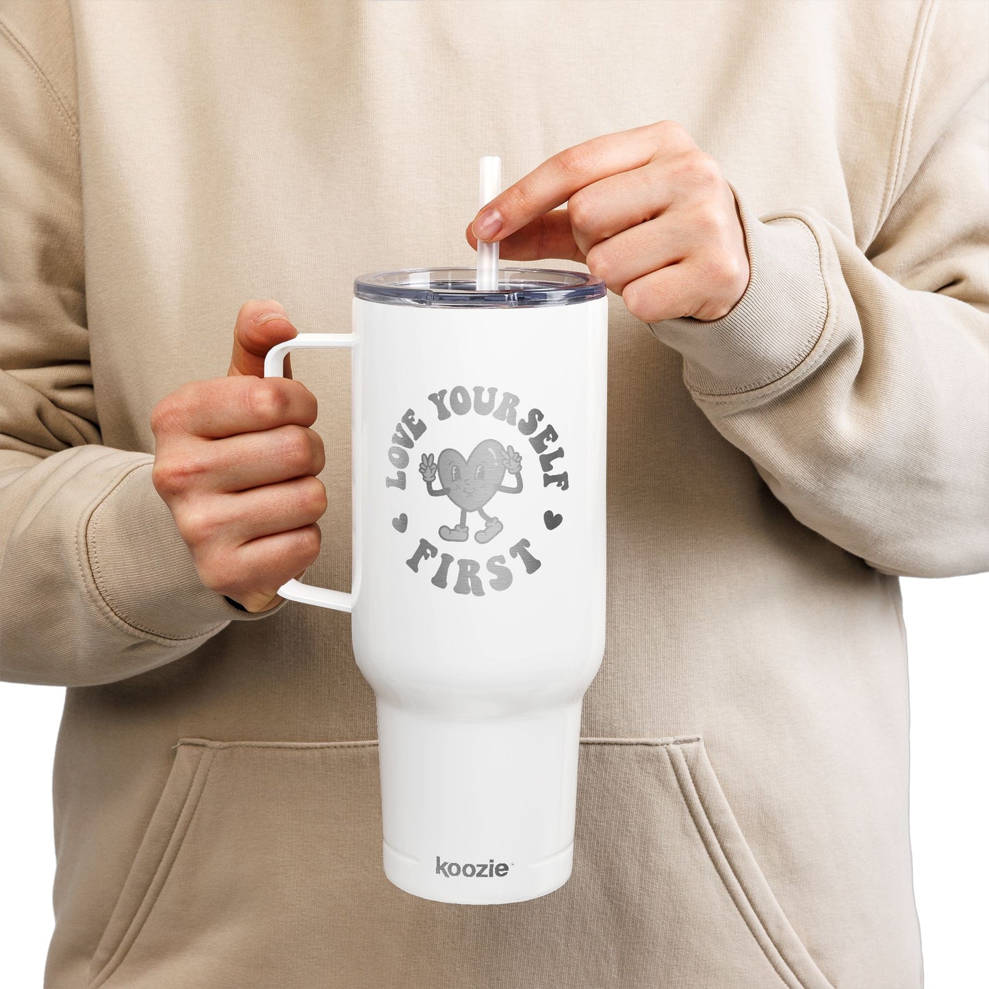40oz Insulated Tumbler (Engraved) — "Love You Always First" Heart Design