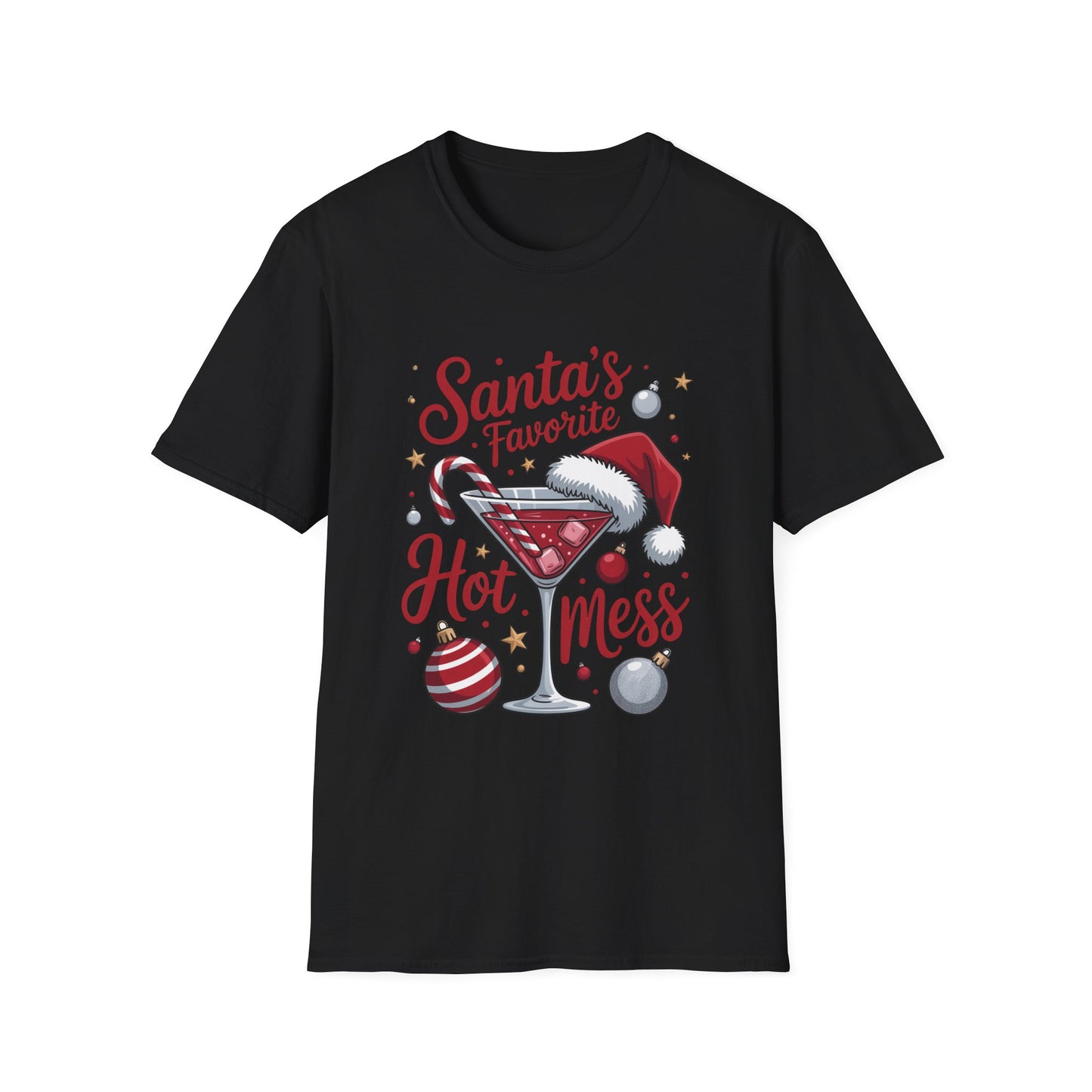 Santa's Favorite Hot Mess T-Shirt — Funny Christmas Cocktail Tee
