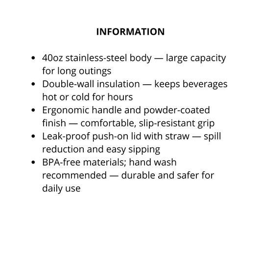 40oz Insulated Travel Mug — Holiday Cheer Winter Trees Design