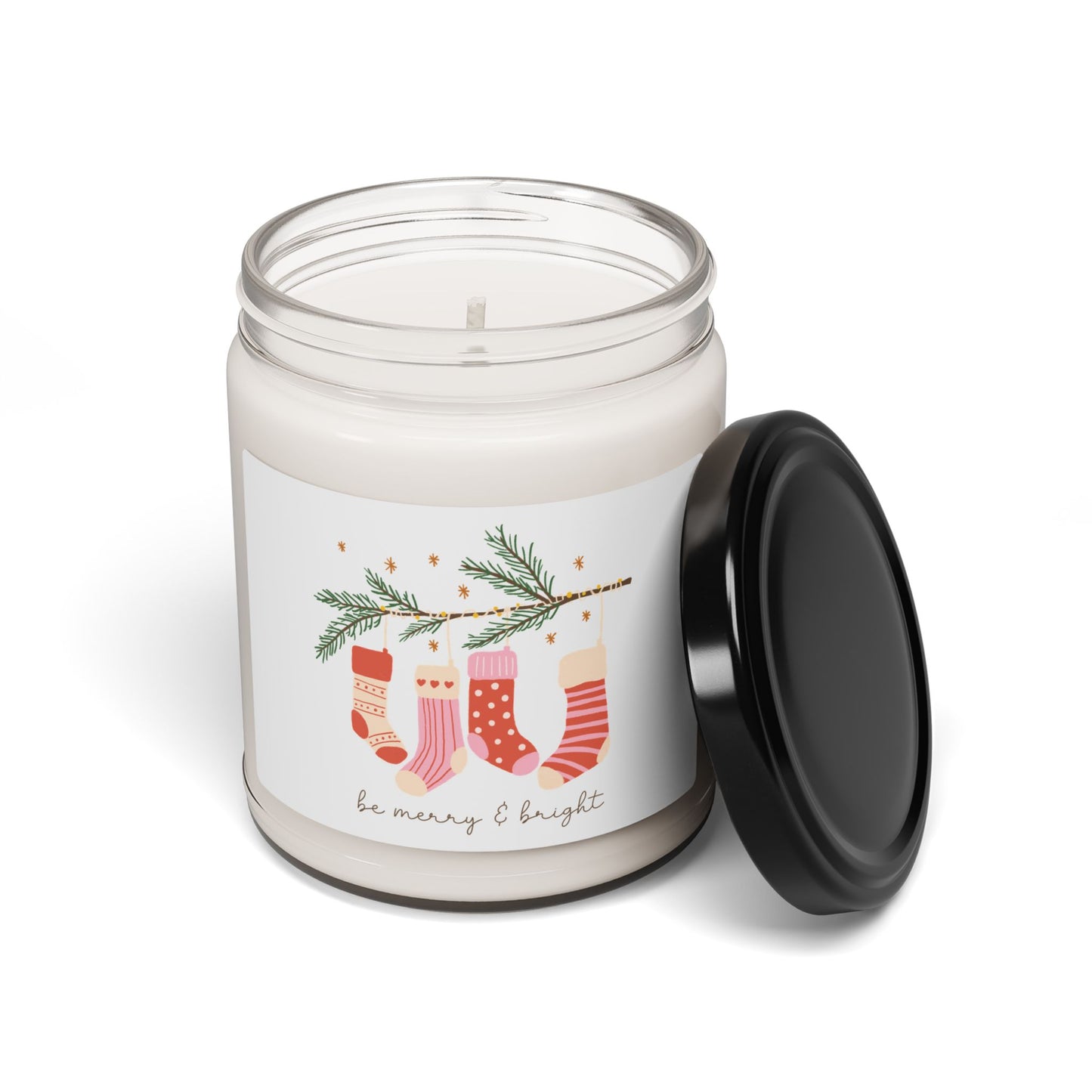 Christmas Stockings Soy Candle — 9oz Scented Holiday Candle (Be Merry & Bright)
