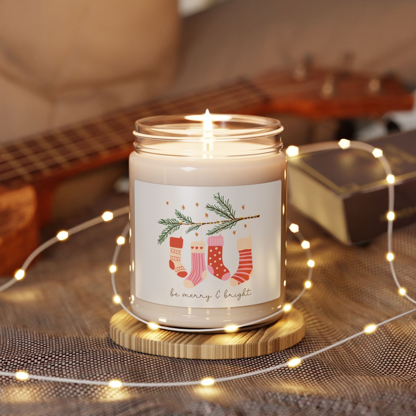 Christmas Stockings Soy Candle — 9oz Scented Holiday Candle (Be Merry & Bright)