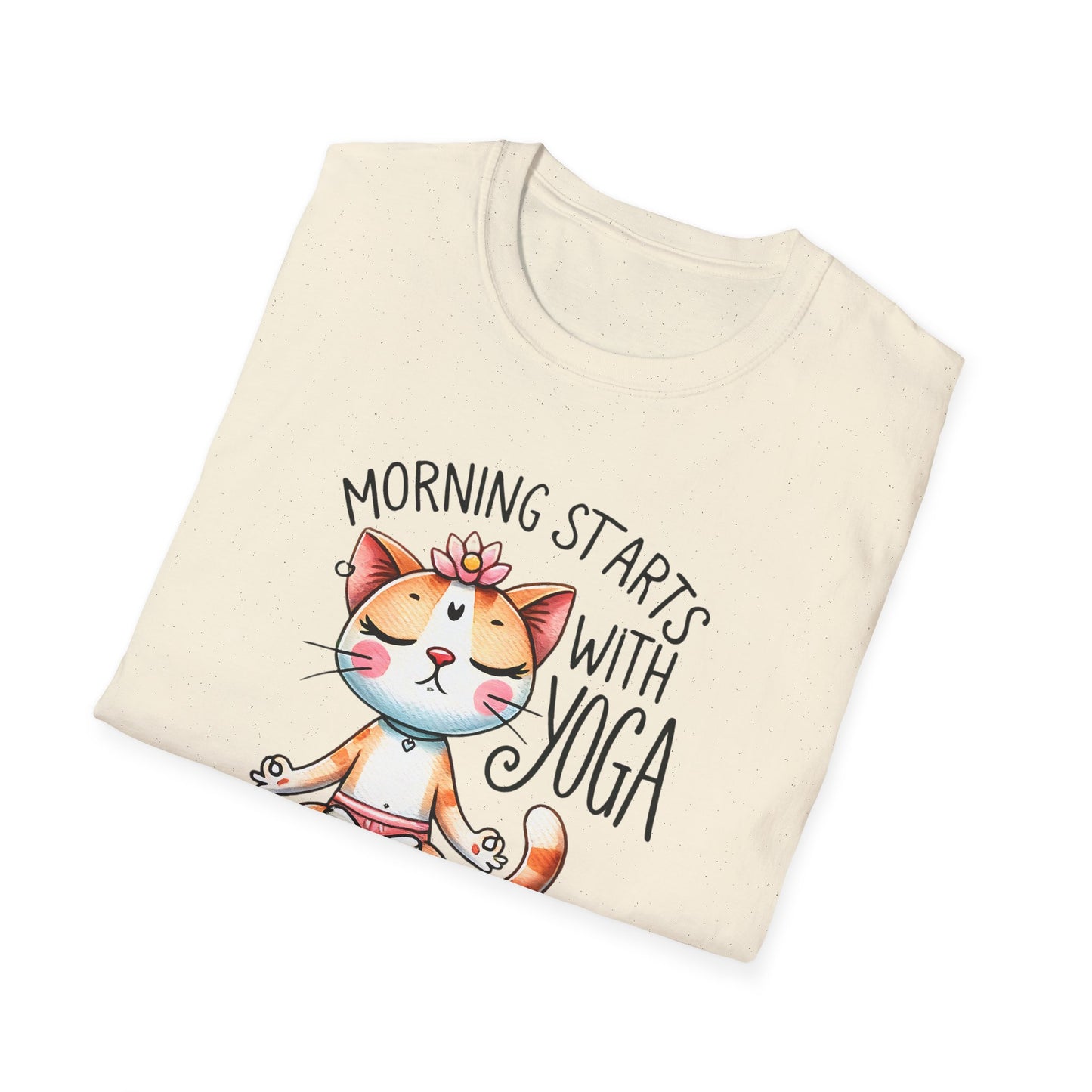 Yoga Cat T-Shirt “Morning Starts With Yoga”
